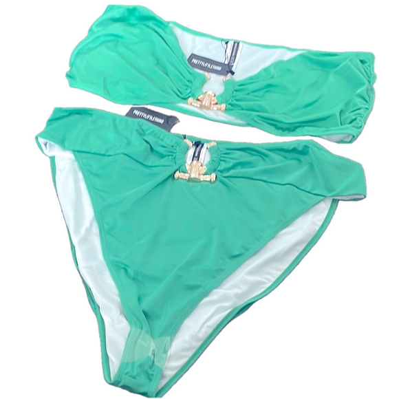 Pretty Little Thing Women's Swimwear Set - Green - Picture 4 of 4